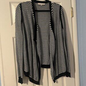 LOFT Blue and White Striped Cardigan